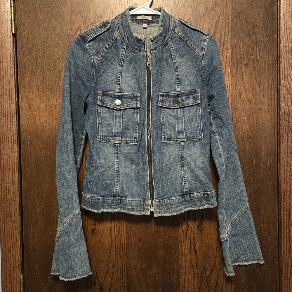 Joie Denim Jean Jacket With Frayed Hems
